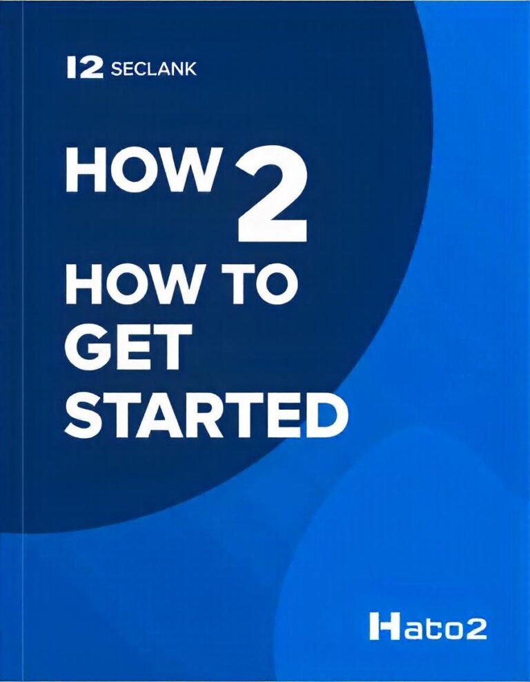 "Minimalistic blue book cover with the title 'How 2 How to Get Started,' featuring bold white text and the logo 'Hato2' at the bottom right."