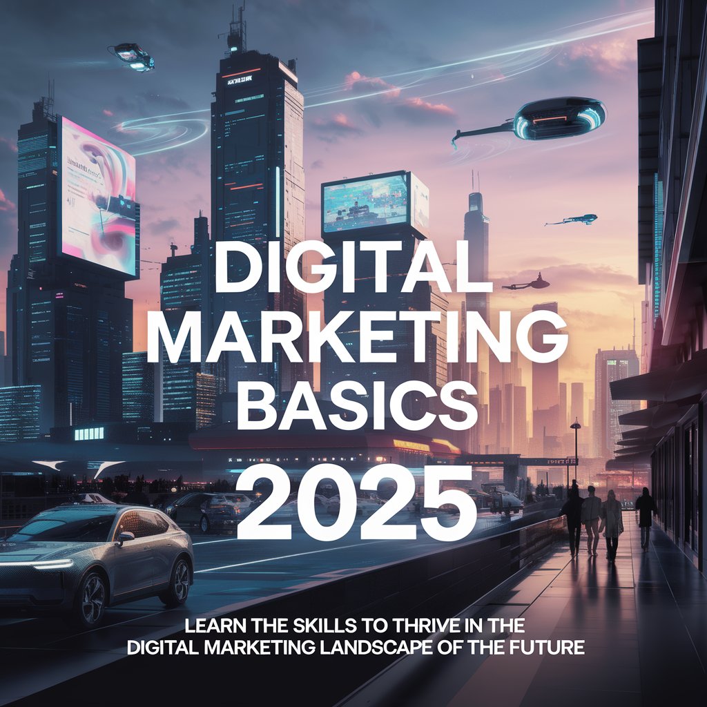 A futuristic scene for the future of Digital Marketing Basics 2025