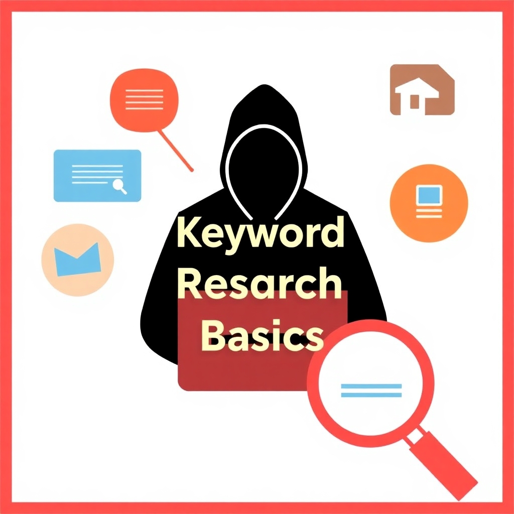 Simple infographic explaining the basics of keyword research.